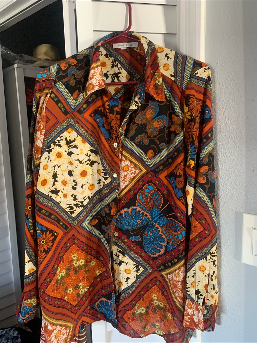 Rose & Olive Multi-Color Floral & Paisley Button-Down Shirt